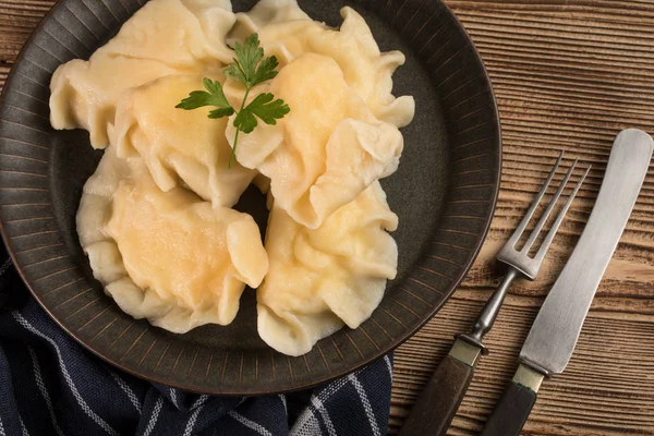 Пельмени Pierogi Популярное Блюдо Восточной Европы Вид Сверху — стоковое фото
