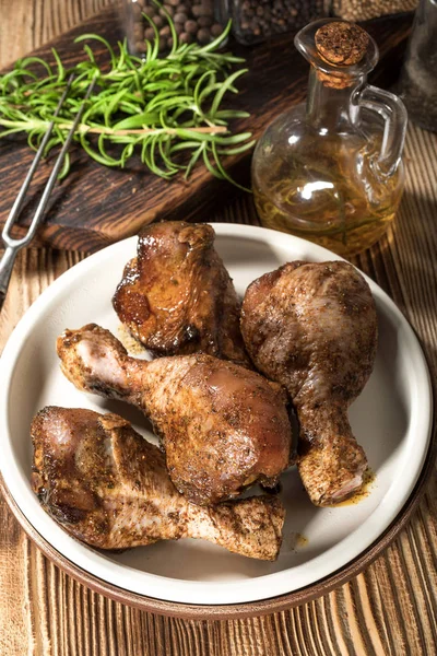 Raw Marinated Chicken Drumsticks Rubbed Finely Ground Spice Prepared Roast — Stock Photo, Image