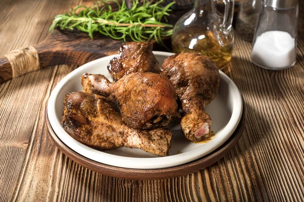 Raw Marinated Chicken Drumsticks Rubbed Finely Ground Spice Prepared Roast — Stock Photo, Image