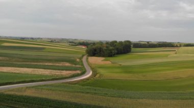 Havadan görüntüleri ile uçuş tarım alanın üzerinde. 4 k görüntüleri.