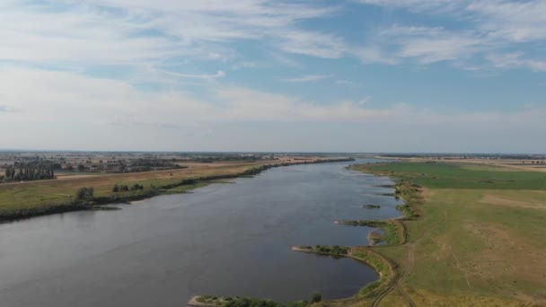 Luftaufnahme Des Weichselflusses Fluss Von Oben Gesehen Cineartige Datei Zur — Stockvideo