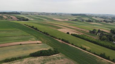 Havadan görüntüleri ile uçuş tarım alanın üzerinde. 4 k görüntüleri.