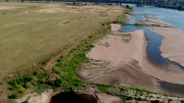 Φάρος Του Ποταμού Βιστούλα Ποταμός Φαίνεται Από Ανωτέρω — Αρχείο Βίντεο