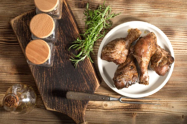 Raw Marinated Chicken Drumsticks Rubbed Finely Ground Spice Prepared Roast — Stock Photo, Image