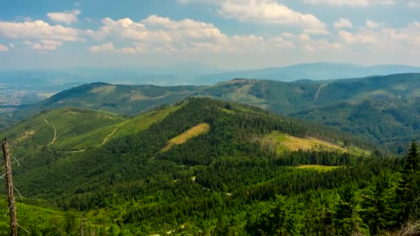 Temps Écoulé Nuages Dessus Des Montagnes Beskid Carpates Occidentales Pologne — Video