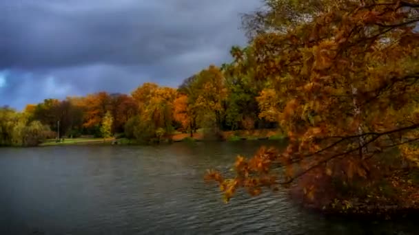 Timelapse Herfst Landschap Het Stadspark — Stockvideo