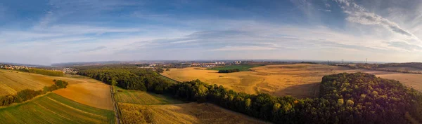 Herfst Velden Bossen Ondergaande Zon — Stockfoto