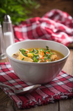 Maydanoz beyaz kase mantar çorbası.