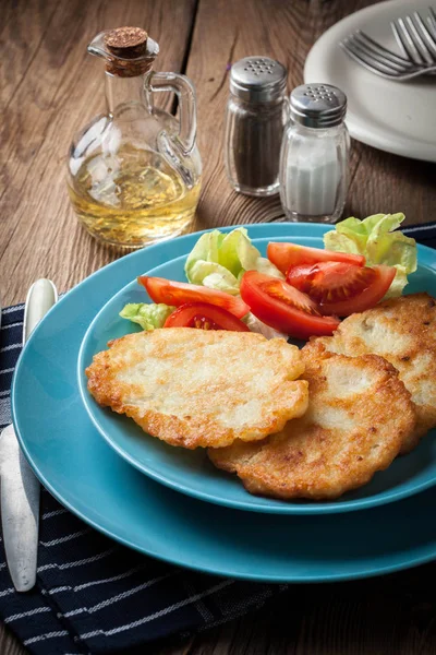 Crispy Fried Homemade Potato Pancakes Selective Focus — Stock Photo, Image