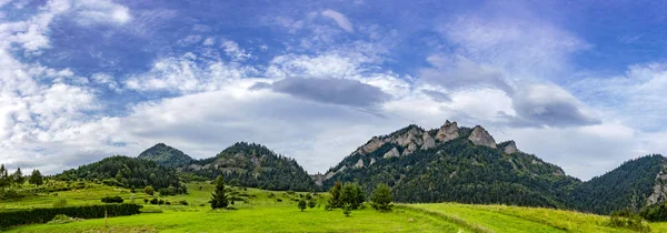 Panoramik manzaraya üç kron massif köyden Sromowce Nizne, Polonya.