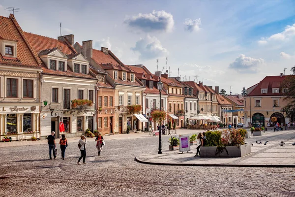 Sandomierz Polónia Outubro 2015 Velhos Cortiços Praça Mercado Sandomierz — Fotografia de Stock