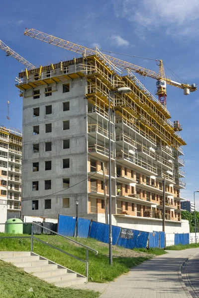 Katowice Pologne Juin 2019 Construction Une Maison Résidentielle Sur Domaine — Photo