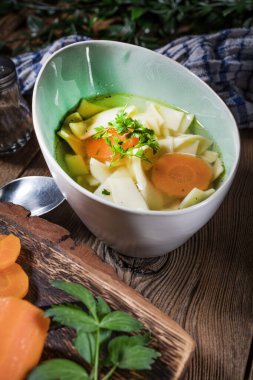 Suyu - bir kase tavuk çorbası.