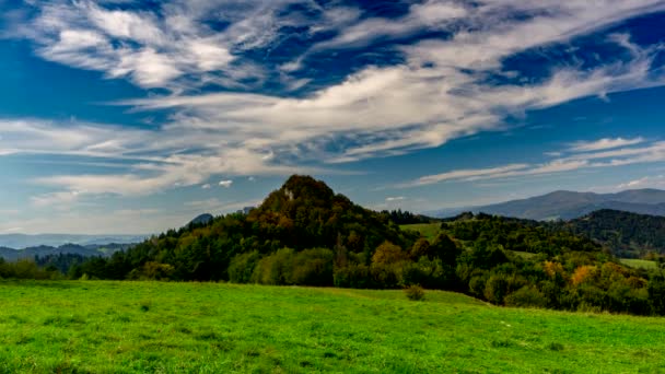 Uitzicht Pieniny Mountains Bij Zonsondergang — Stockvideo