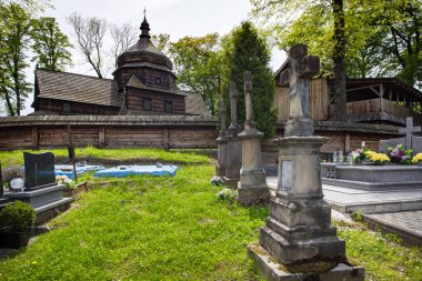 CZERTEZ, POLAND - 23 Mayıs 2020: Tahta Yunan Katolik Boyko Kilisesi, Polonya 'da bu tip çok sayıda kiliseden biri. 1742 'de inşa edilmiş..