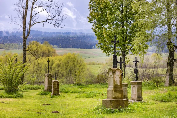 Bystre Polen Maj 2020 Gravstenar Bojkos Historiska Kyrkogård Bystre — Stockfoto