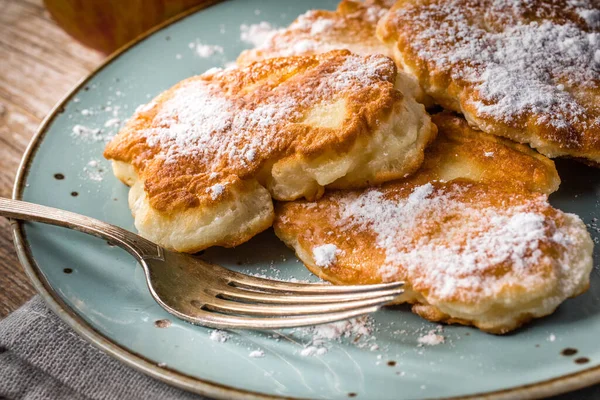 Sweet Pancakes Made Apple Milk Flour — Stock Photo, Image