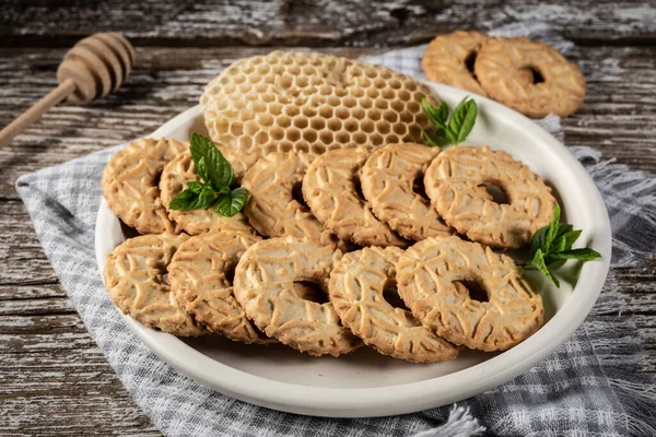 Shortbread Cookies Mit Honig Selektiver Fokus — Stockfoto