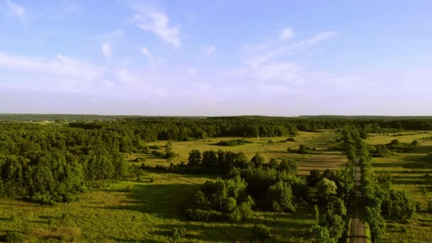 Wiesen Und Wälder Licht Der Untergehenden Sonne — Stockvideo