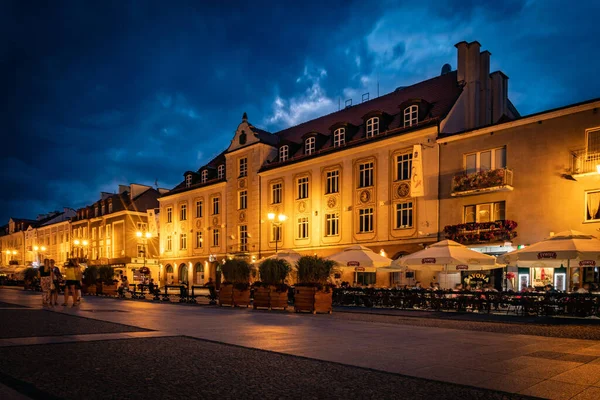 Bialystok Polsko Června 2019 Hlavní Náměstí Kosciusko Radnicí Bialystoku Noci — Stock fotografie