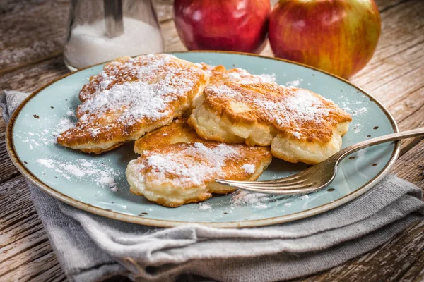 Panqueques Dulces Hechos Manzana Leche Harina — Foto de Stock