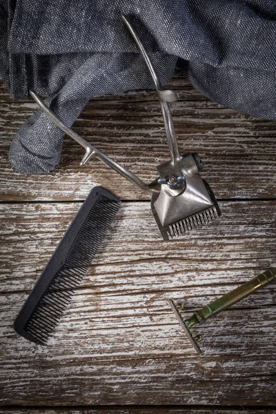Vintage Shaving Hair Cutting Tools Selective Focus — Stock Photo, Image