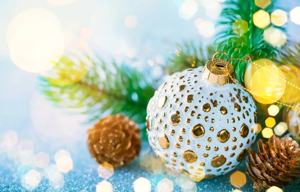 Decoración Navidad Adornos Oro Plata — Foto de Stock