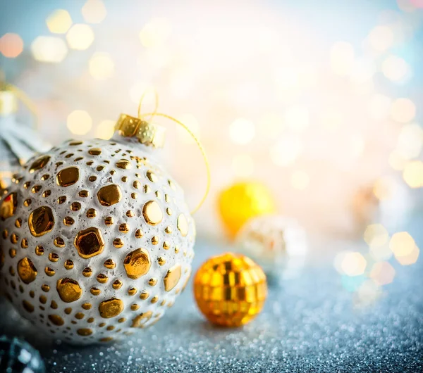 Decoración Navidad Adornos Oro Plata —  Fotos de Stock