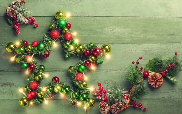 Stella Natale Decorativa Sfondo Legno — Foto Stock