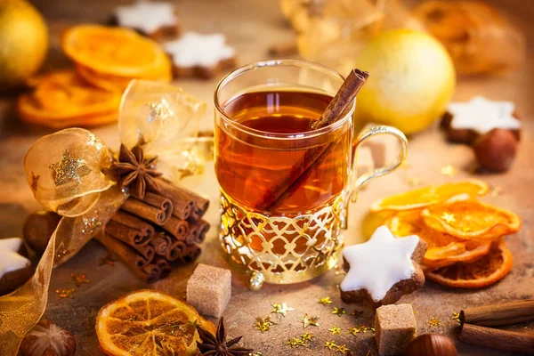 Cup Tea Winter Spices — Stock Photo, Image