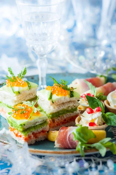 Assortment Festive Appetizers Plate — Stock Photo, Image