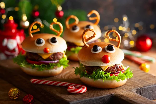 Crianças hambúrguer de Natal Renas Sloppy Joe — Fotografia de Stock