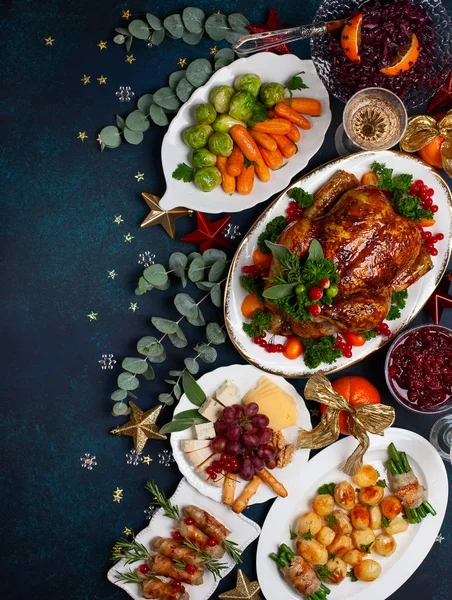 Concetto di Natale o cena di Capodanno. Vista dall'alto . — Foto Stock