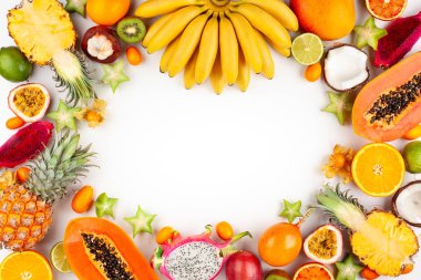 Taze çeşitli egzotik meyveler ile hala hayat.