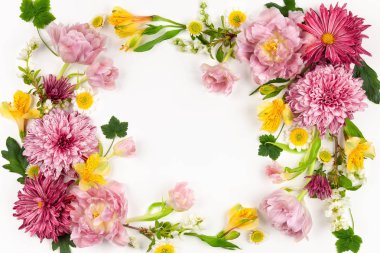 Beyaz arka planda güzel pembe çiçekler. 