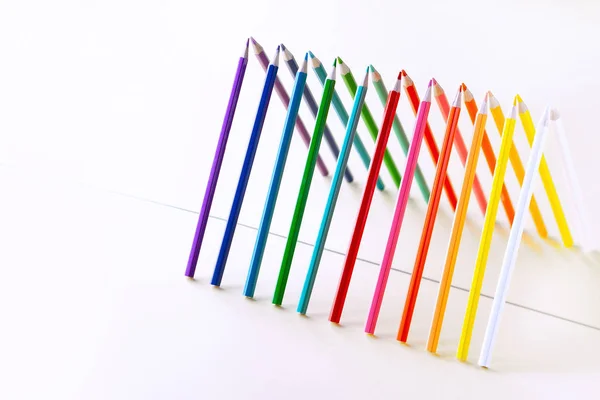 Colour Pencils Set Light Background Copy Space Back School Concept — Stock Photo, Image