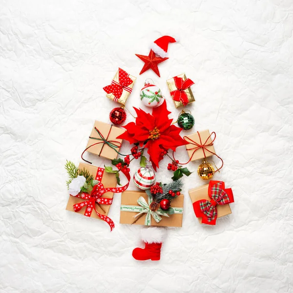 Composición Navideña Forma Árbol Navidad —  Fotos de Stock