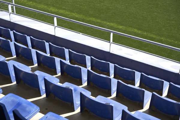 Assentos Estádio Futebol Azul — Fotografia de Stock