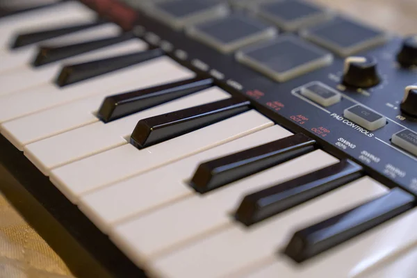 Elektronikus Zongora Billentyűzet Fénykép — Stock Fotó