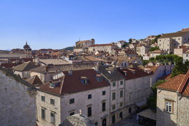 Panorama Dubrovnik Eski Şehir çatıları. Avrupa, Hırvatistan