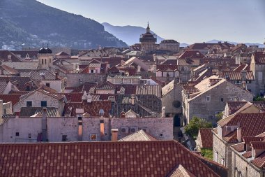 Panorama Dubrovnik Eski Şehir çatıları. Avrupa, Hırvatistan