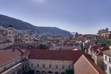 Panorama Dubrovnik Eski Şehir çatıları. Avrupa, Hırvatistan