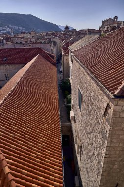 Panorama Dubrovnik Eski Şehir çatıları. Avrupa, Hırvatistan
