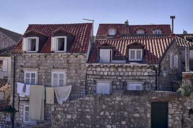 Panorama Dubrovnik Eski Şehir çatıları. Avrupa, Hırvatistan