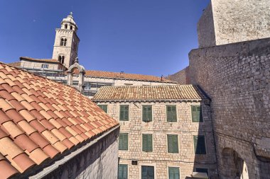 Panorama Dubrovnik Eski Şehir çatıları. Avrupa, Hırvatistan