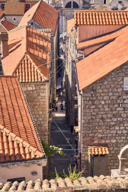 Panorama Dubrovnik Eski Şehir çatıları. Avrupa, Hırvatistan