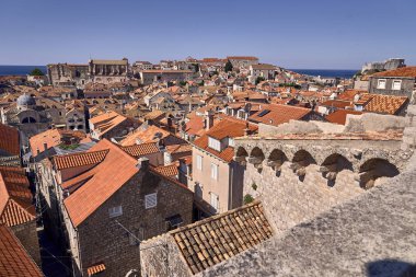 Panorama Dubrovnik Eski Şehir çatıları. Avrupa, Hırvatistan