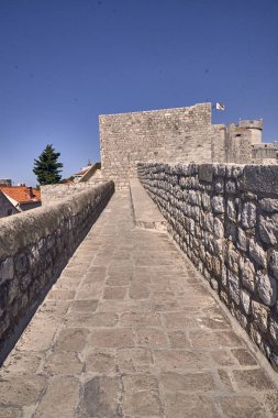 Panorama Dubrovnik Eski Şehir çatıları. Avrupa, Hırvatistan