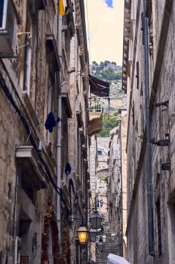 Panorama Dubrovnik Eski Şehir çatıları. Avrupa, Hırvatistan