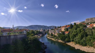 Mostar'dan panoramik manzara. Bosna